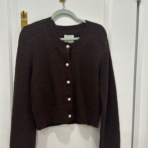 Abercrombie chocolate brown pearl button cardigan